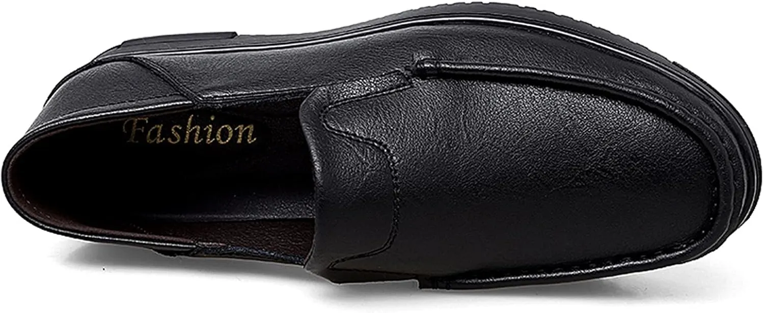 Men's Loafers Simple Round Toe Loafer Shoes Leather Flexible Anti-Slip Slip Resistant Classic Slip-on