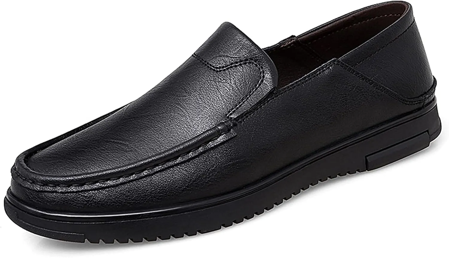 Men's Loafers Simple Round Toe Loafer Shoes Leather Flexible Anti-Slip Slip Resistant Classic Slip-on