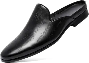 Mens Mules Dress Casaul Mens Tuexdo Business Slip-On Loafers Fashion Casual Slippers Wedding Prom Half Loafers Summer Shoes Open Sandals for Men