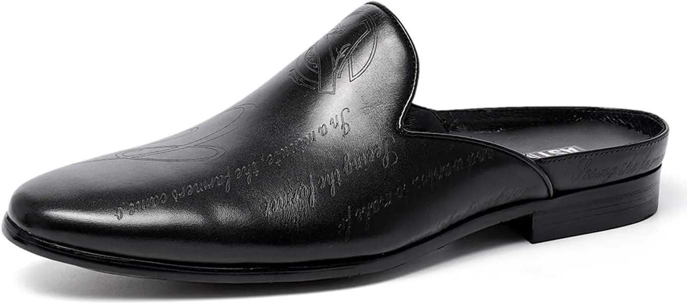 Mens Mules Dress Casaul Mens Tuexdo Business Slip-On Loafers Fashion Casual Slippers Wedding Prom Half Loafers Summer Shoes Open Sandals for Men