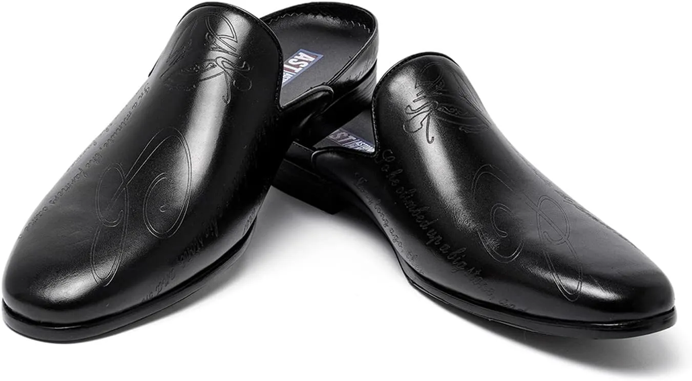 Mens Mules Dress Casaul Mens Tuexdo Business Slip-On Loafers Fashion Casual Slippers Wedding Prom Half Loafers Summer Shoes Open Sandals for Men