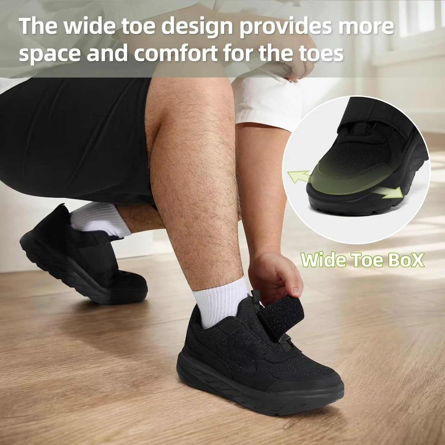 Men's Orthopedic Diabetic Wide Walking Shoes: Comfortable Plantar Fasciitis Shoes with Arch Support, Casual Adjustable Hammer Toes Swollen Slip On Loafers for Heel and Foot Pain Relief