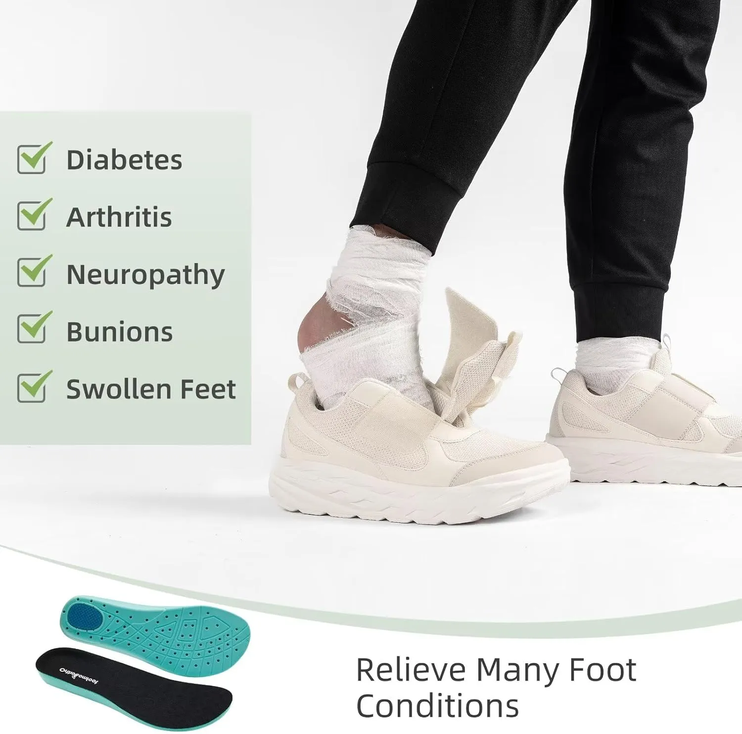 Men's Orthopedic Diabetic Wide Walking Shoes: Comfortable Plantar Fasciitis Shoes with Arch Support, Casual Adjustable Hammer Toes Swollen Slip On Loafers for Heel and Foot Pain Relief