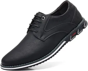 Men’s Oxford Dress Sneakers Casual Business Round Toe Flats Soft Linin Simple Lace-up Anti-Slip Loafers Shoes for Walk Driving Derby Orthopedic