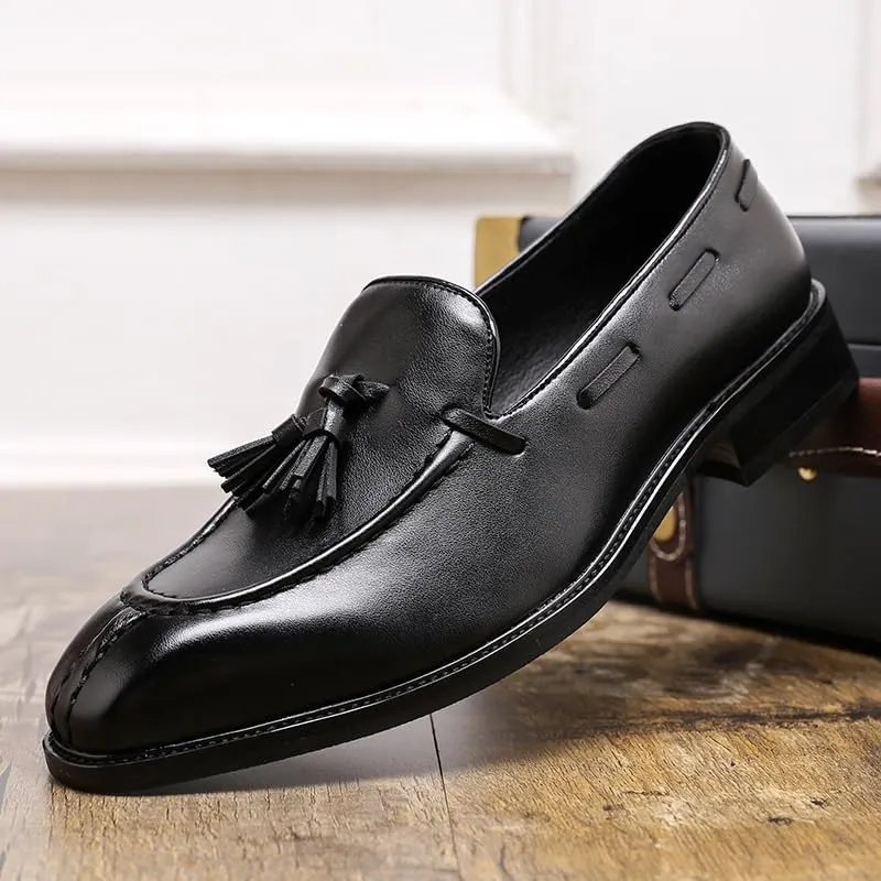 Men's Patent Leather Slip-On Tassel Dress Platform Loafers Casual Non-Slip New Formal Shoes Business Party Wedding Prom Moccasins Boat Shoes