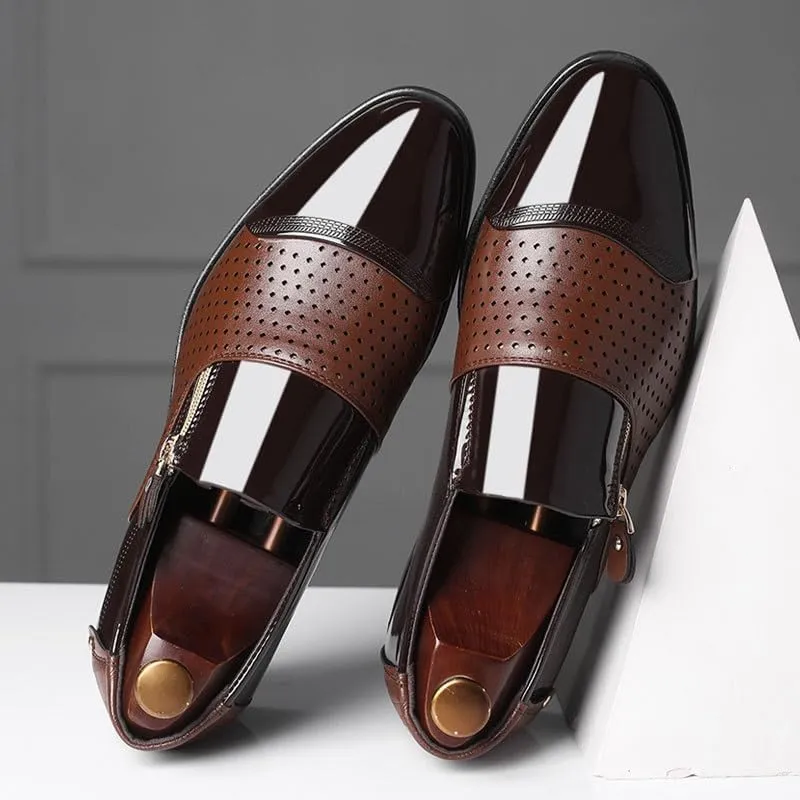 Men's Patent Leather Walking Dress Shoes Mens Retro Slip On Classic Formal Business Pointed Toe Oxfords Shoes