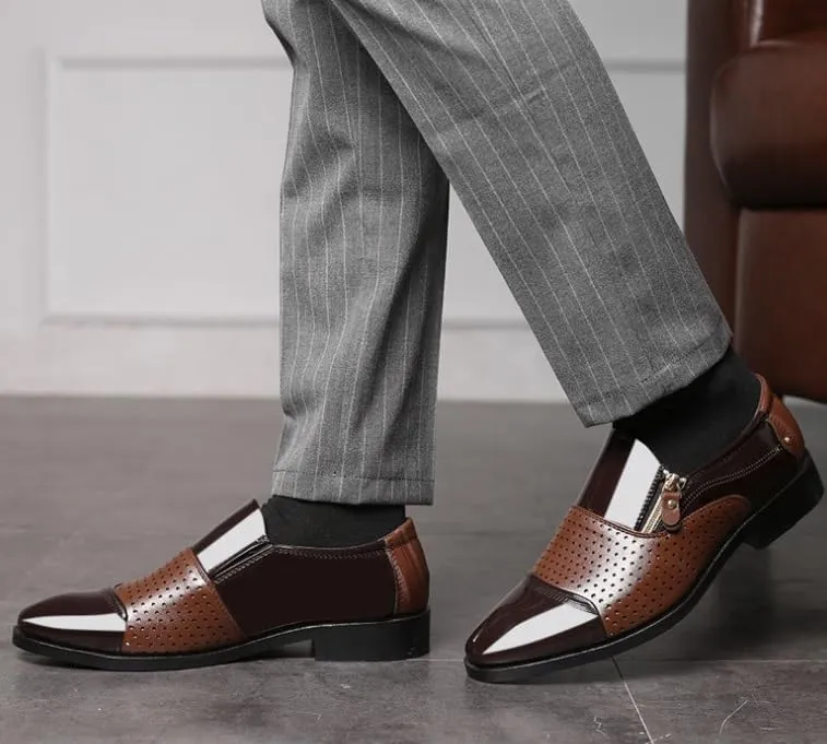 Men's Patent Leather Walking Dress Shoes Mens Retro Slip On Classic Formal Business Pointed Toe Oxfords Shoes