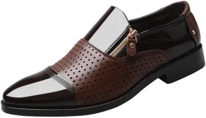 Men's Patent Leather Walking Dress Shoes Mens Retro Slip On Classic Formal Business Pointed Toe Oxfords Shoes