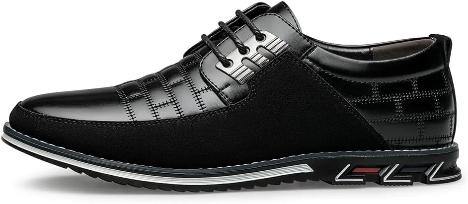 Men's Premium Leather Dress Shoes Comfort Business Casual Oxford Shoes Fashion Dress Sneakers Soft Loafers Derby Shoe for Office Working Walking Driving