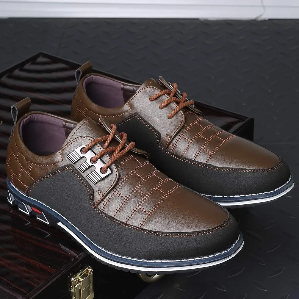 Men's Premium Leather Dress Shoes Comfort Business Casual Oxford Shoes Fashion Dress Sneakers Soft Loafers Derby Shoe for Office Working Walking Driving