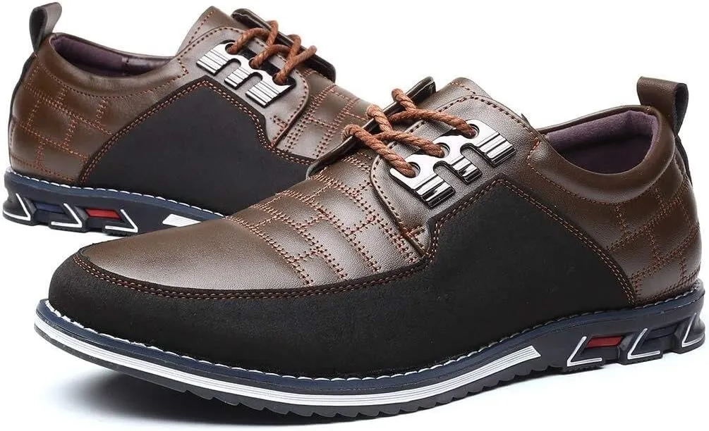Men's Premium Leather Dress Shoes Comfort Business Casual Oxford Shoes Fashion Dress Sneakers Soft Loafers Derby Shoe for Office Working Walking Driving