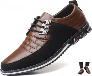 Men's Premium Leather Dress Shoes Comfort Business Casual Oxford Shoes Fashion Dress Sneakers Soft Loafers Derby Shoe for Office Working Walking Driving