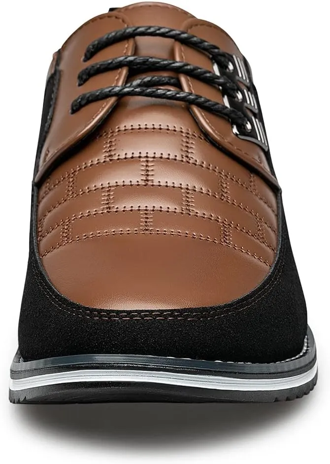 Men's Premium Leather Dress Shoes Comfort Business Casual Oxford Shoes Fashion Dress Sneakers Soft Loafers Derby Shoe for Office Working Walking Driving