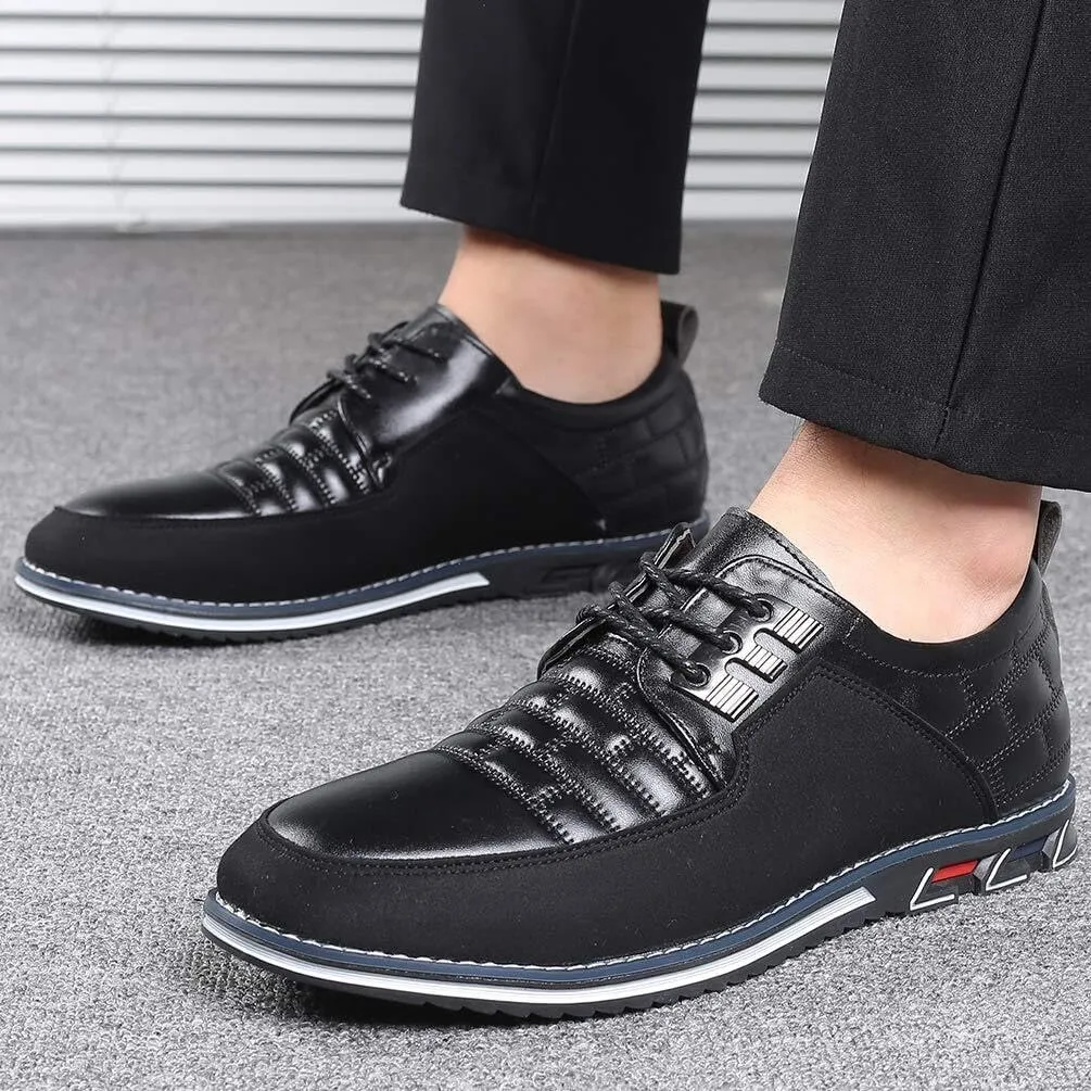 Men's Premium Leather Dress Shoes Comfort Business Casual Oxford Shoes Fashion Dress Sneakers Soft Loafers Derby Shoe for Office Working Walking Driving