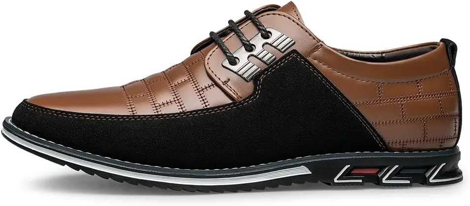 Men's Premium Leather Dress Shoes Comfort Business Casual Oxford Shoes Fashion Dress Sneakers Soft Loafers Derby Shoe for Office Working Walking Driving