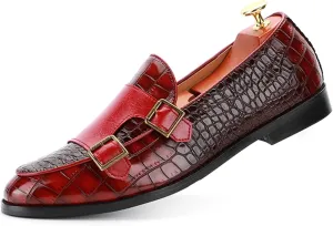 Mens PU Leather Loafers Crocodile Pattern Slip-On Dress Shoes for Men