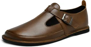 Mens Shoes Dress Slip - on Loafers， Men's Simple Premium Genuine Leather Buckle Shoes for Driving