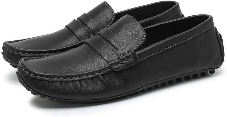 Men's Shoes Mens Loafers Round Toe Vegan Leather Penny Driving Loafers Flat Heel Slip Resistant Lightweight Wedding Party Slip-on