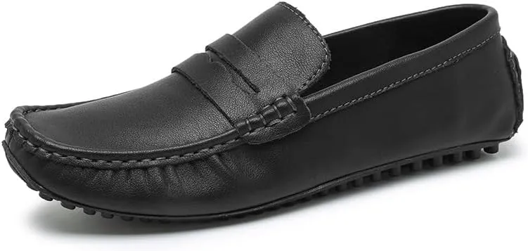 Men's Shoes Mens Loafers Round Toe Vegan Leather Penny Driving Loafers Flat Heel Slip Resistant Lightweight Wedding Party Slip-on