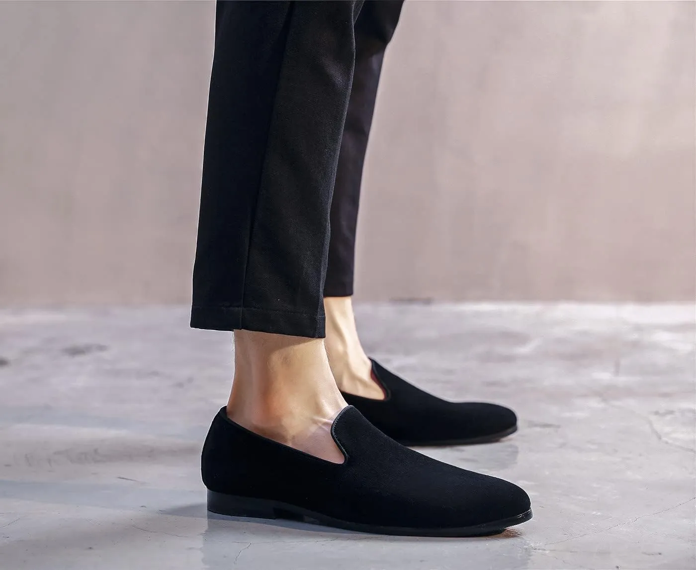 Mens Shoes Suede Slip-on Penny Loafers Casual Smoking Slippers Driving Dress Shoes Black Brown Ivory Khaki