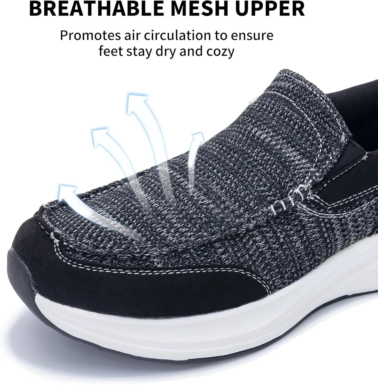Men's Slip On Loafers | Causal Walking Shoes with Arch Support | Comfortable Lightweight Loafers for Plantar Fasciitis US 7-13
