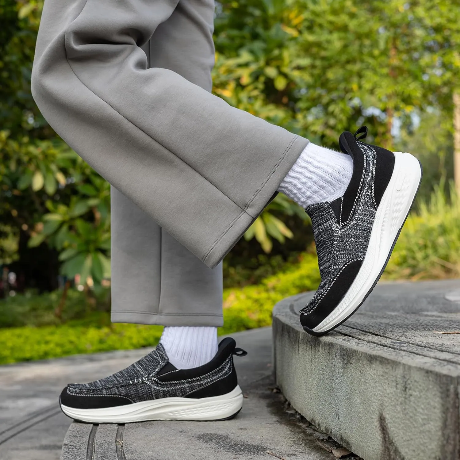 Men's Slip On Loafers | Causal Walking Shoes with Arch Support | Comfortable Lightweight Loafers for Plantar Fasciitis US 7-13