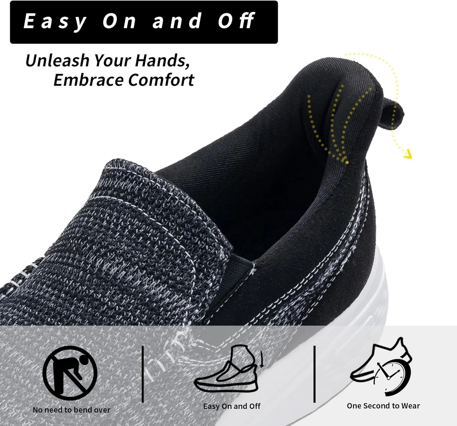 Men's Slip On Loafers | Causal Walking Shoes with Arch Support | Comfortable Lightweight Loafers for Plantar Fasciitis US 7-13