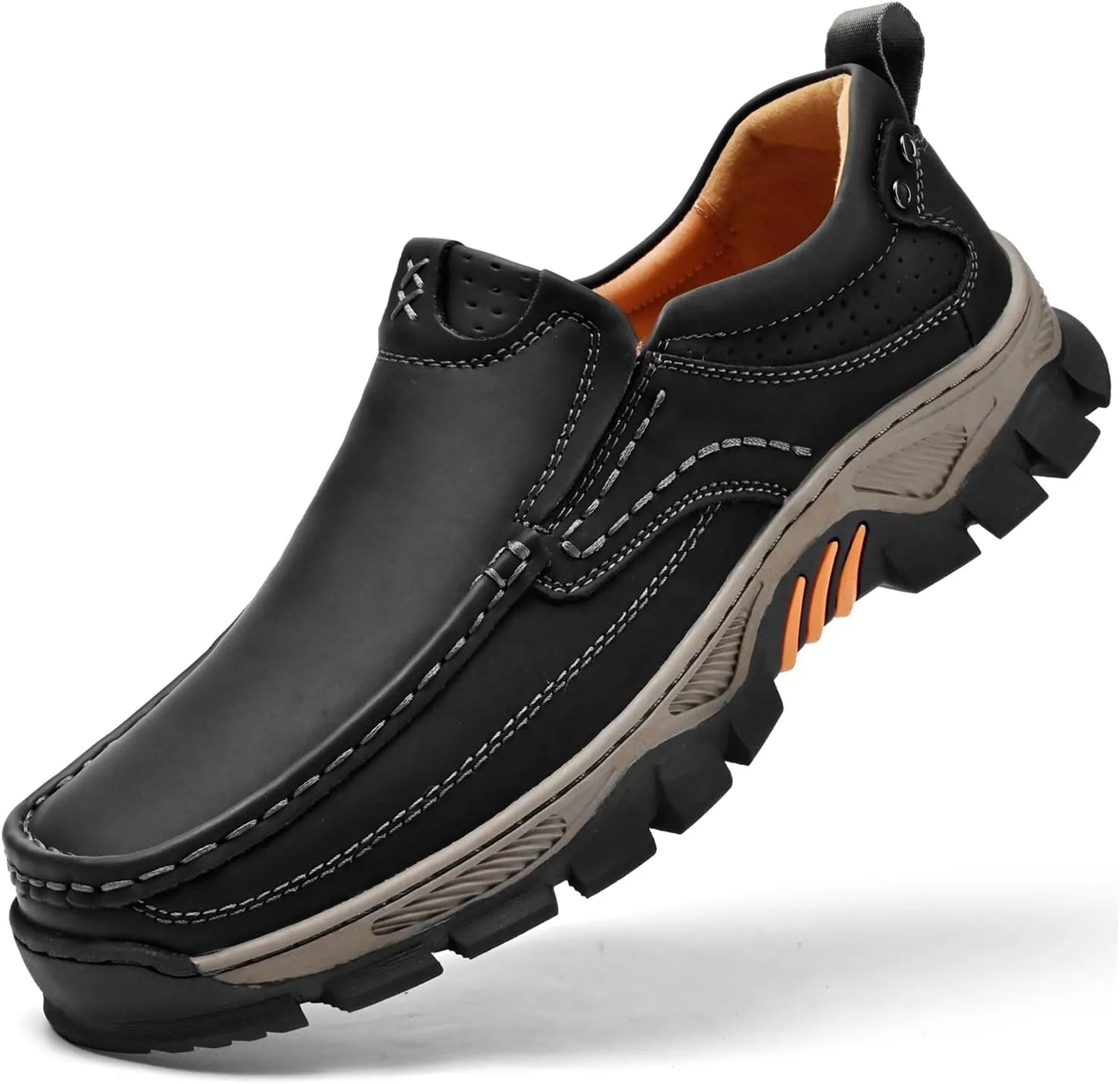 Men's Slip-On Loafers Comfortable Leather Casual Walking Shoes for Work Office Dress Outdoor
