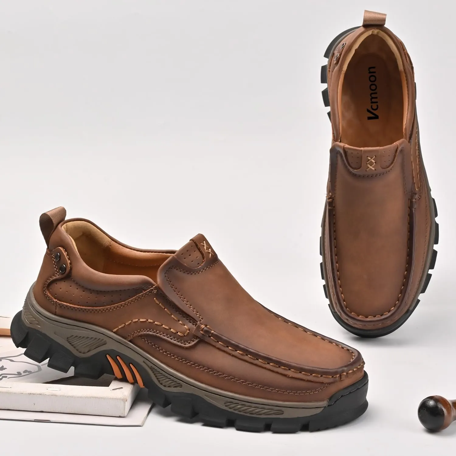 Men's Slip-On Loafers Comfortable Leather Casual Walking Shoes for Work Office Dress Outdoor