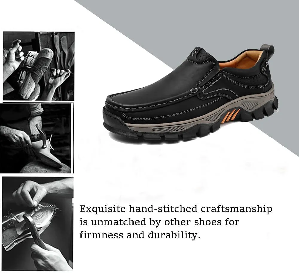 Men's Slip-On Loafers Comfortable Leather Casual Walking Shoes for Work Office Dress Outdoor