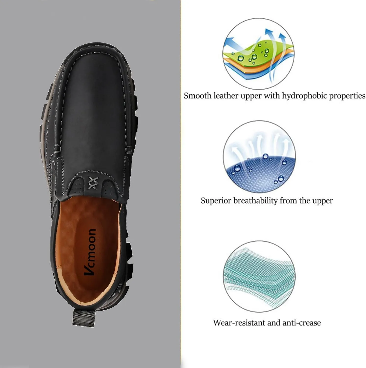 Men's Slip-On Loafers Comfortable Leather Casual Walking Shoes for Work Office Dress Outdoor