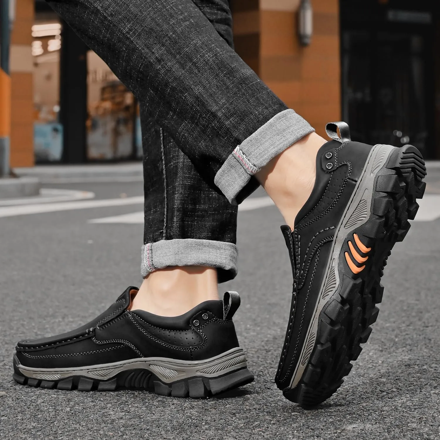Men's Slip-On Loafers Comfortable Leather Casual Walking Shoes for Work Office Dress Outdoor