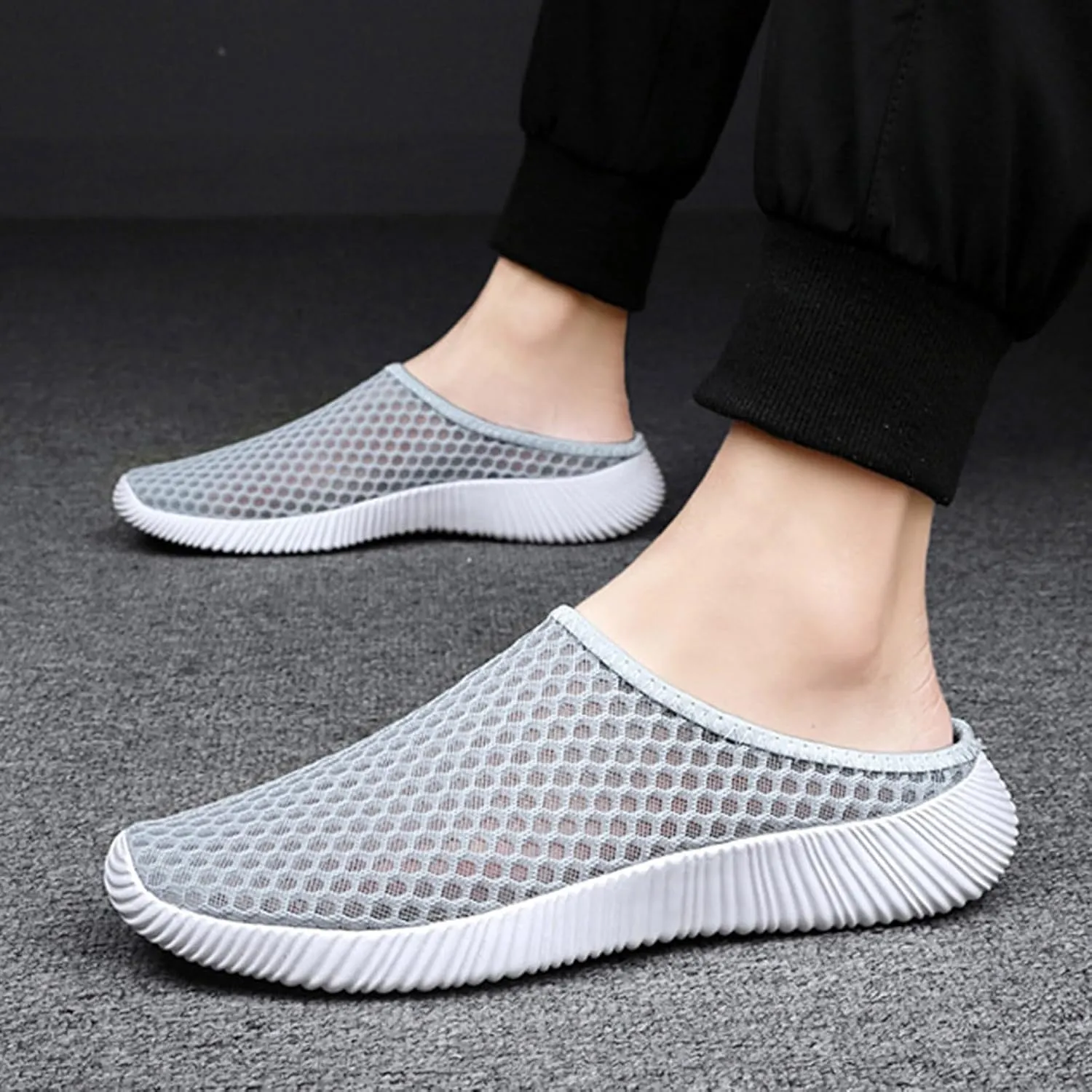 Mens Slip On Men's and Women's Same Mesh Breathable Lightweight Slingback Toe Toe Beach Sports and Casual Shoes