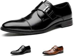 Men's Slip-On Monk Strap Dress Loafers,Fashion Pointy Leather Formal Oxford Shoes Casual Business Party Wedding Men Shoes