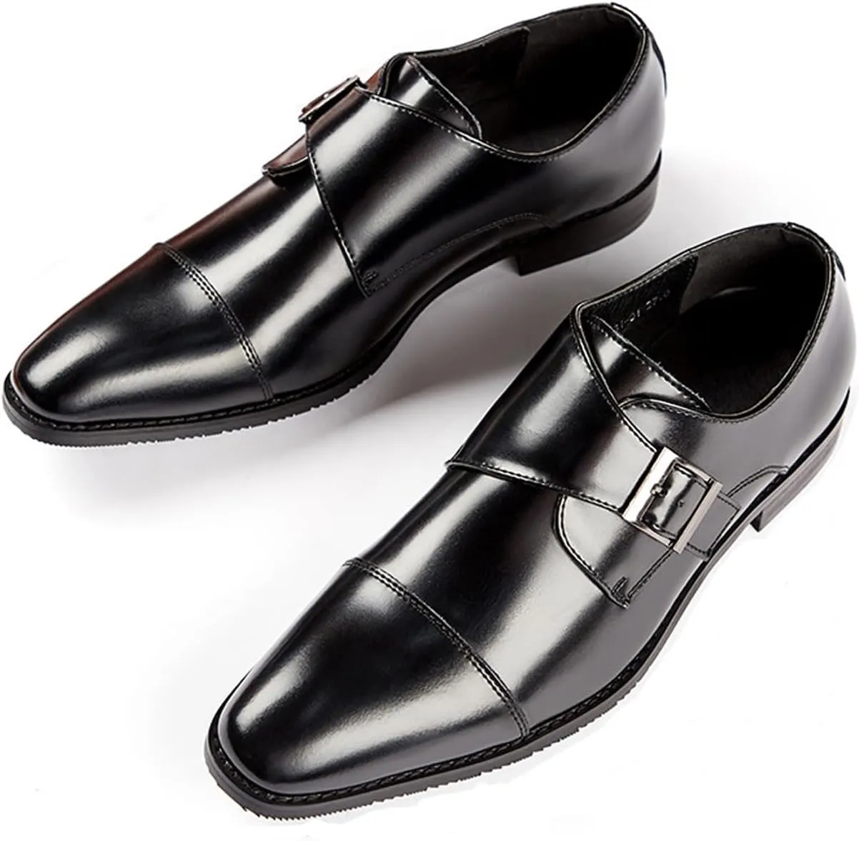 Men's Slip-On Monk Strap Dress Loafers,Fashion Pointy Leather Formal Oxford Shoes Casual Business Party Wedding Men Shoes