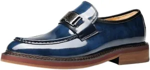 Men's Slip-On Patent Leather Loafers High-Gloss Surface with Hidden Elastic Panels for Black Tie Events