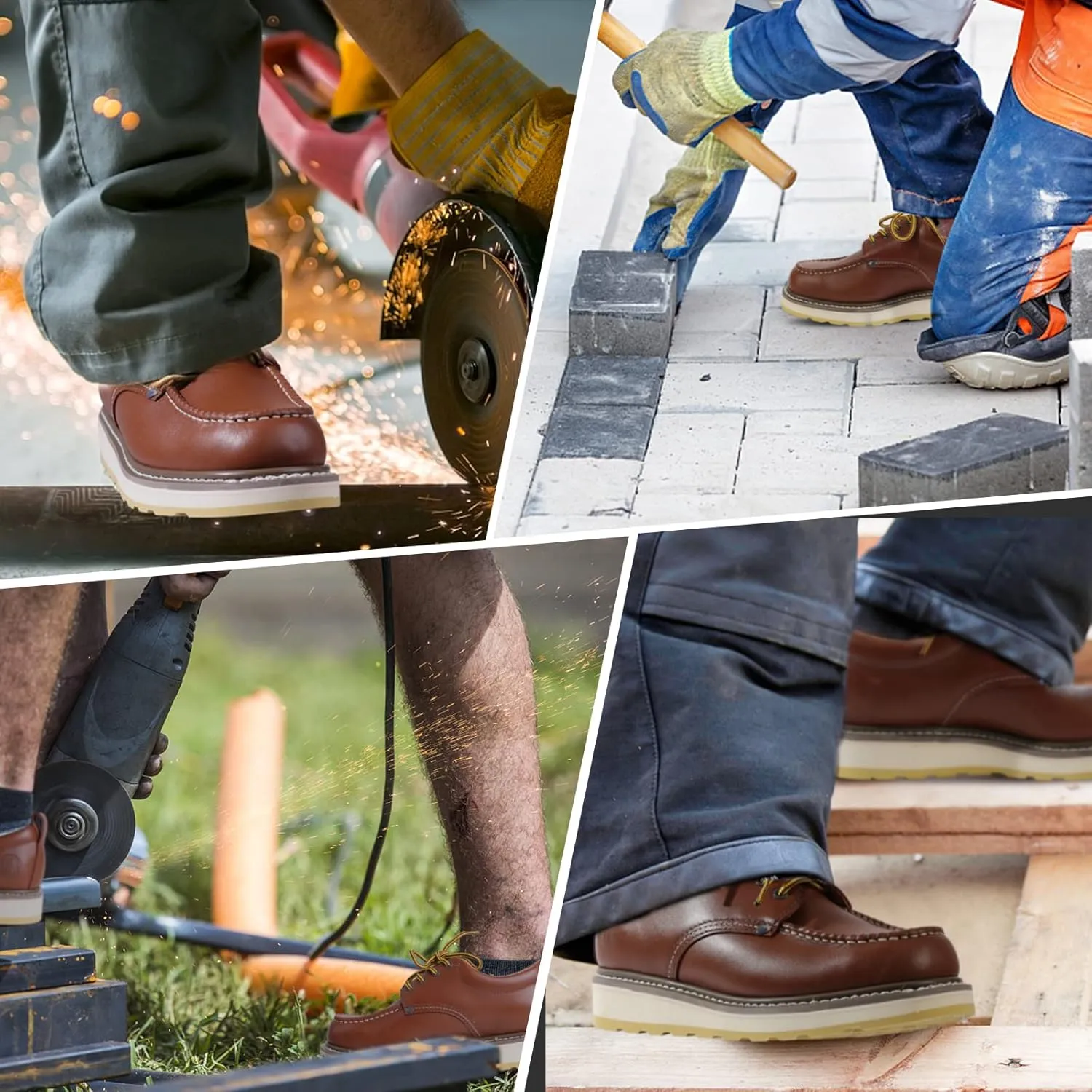 Men's Stylish Classic 4", 6", & 8" Soft Moc Toe & Steel Toe EH Leather SureTrack Work Boots with Non-Slip Wedge Outsole & Goodyear Storm Welt
