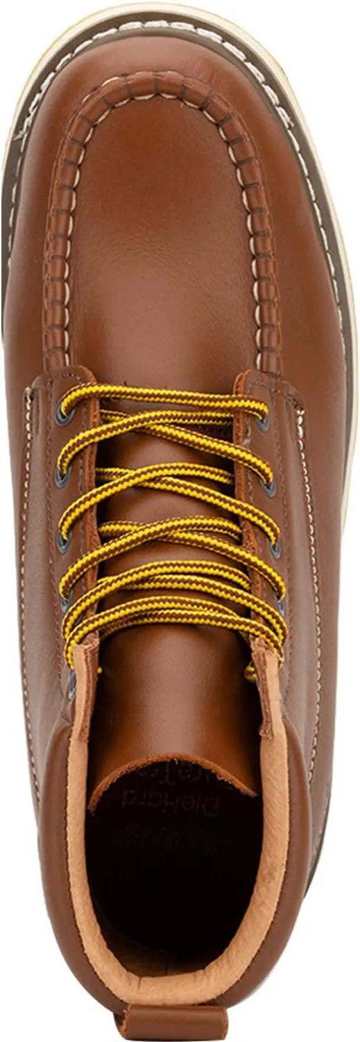 Men's Stylish Classic 6" Soft Moc Toe Leather Work Boot With Non-Slip Wedge Outsole 84994