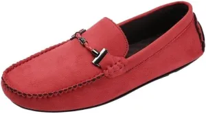 Men's Suede Loafers - Classic Round Toe Moccasins with Stitching Details, Anti-Slip Rubber Sole Flat Heel Easy Slip-On Design for Driving Casual Wear