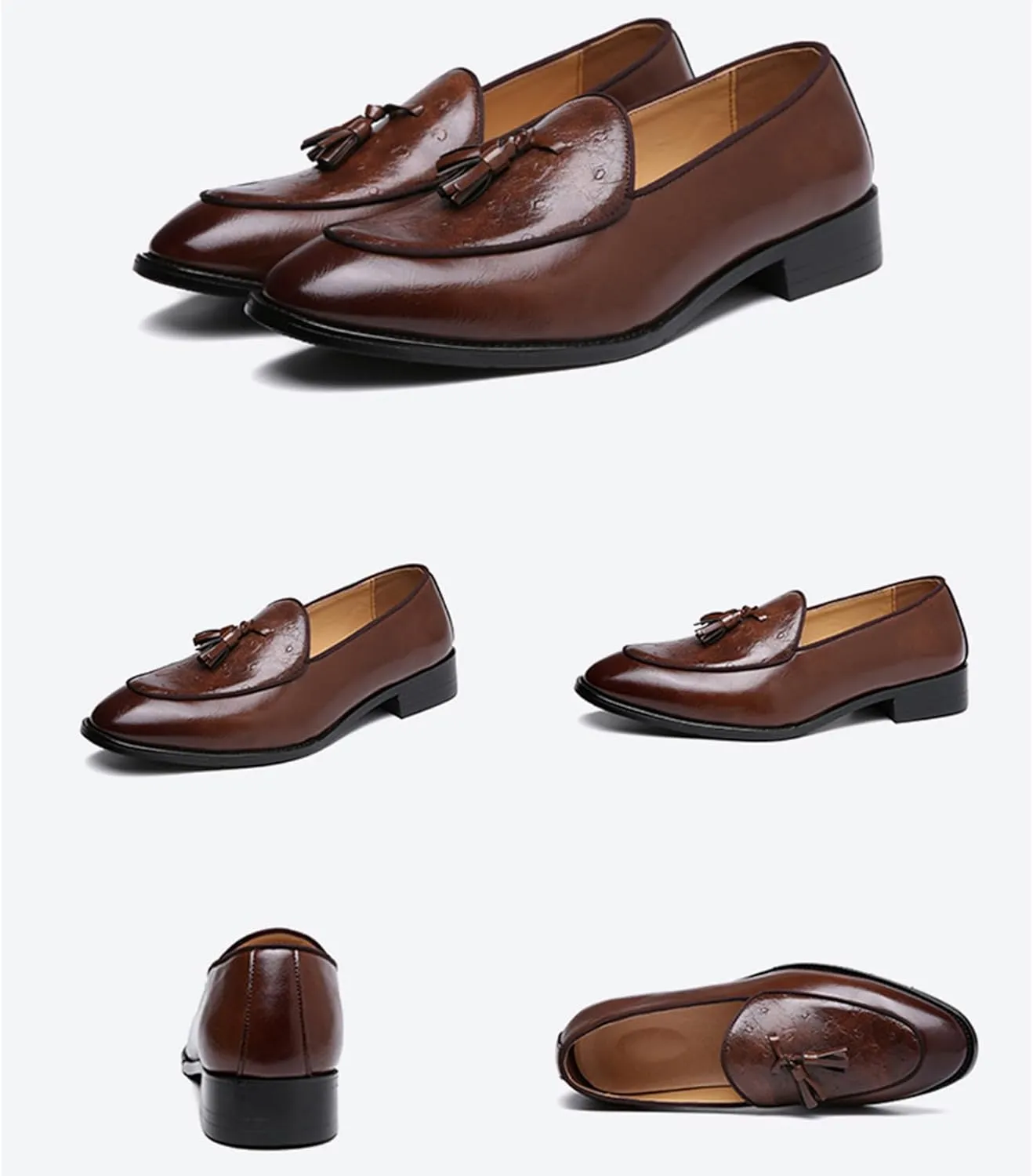 Men's Tassel Loafer, Classic Casual Dress Shoe, Black PU Leather Tassel Slip-on Penny Loafer for Mens
