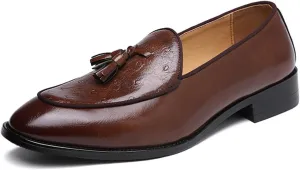 Men's Tassel Loafer, Classic Casual Dress Shoe, Black PU Leather Tassel Slip-on Penny Loafer for Mens