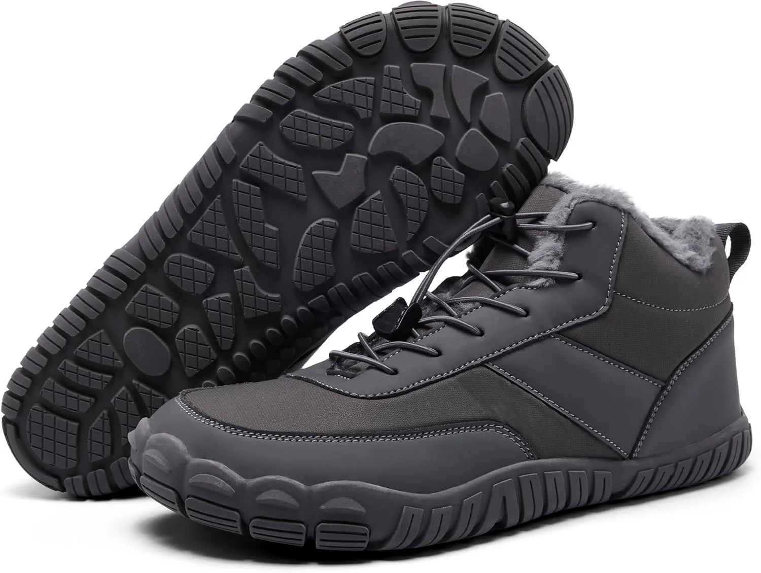Mens Wide Toe Box Barefoot Winter Warm Shoes for Cold Weather Comfy Snow Boots