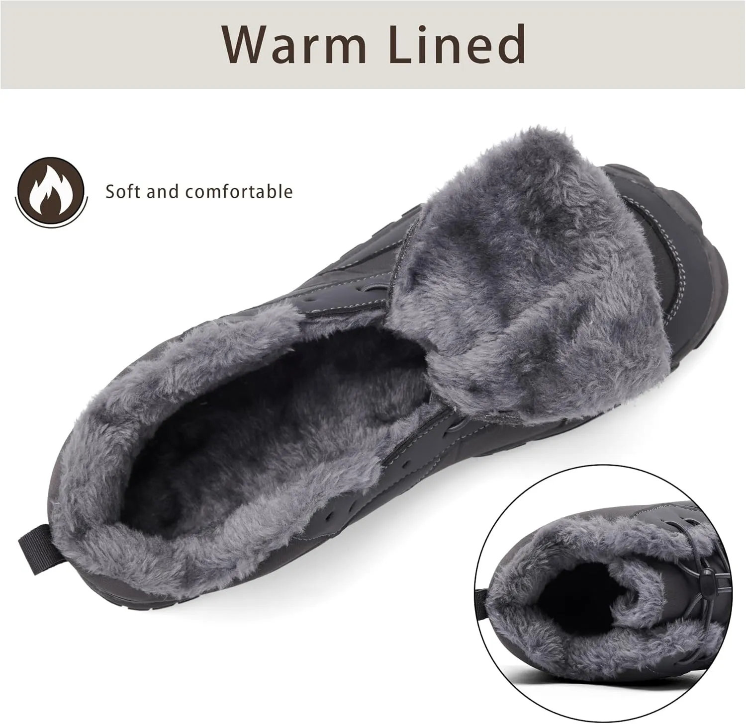 Mens Wide Toe Box Barefoot Winter Warm Shoes for Cold Weather Comfy Snow Boots