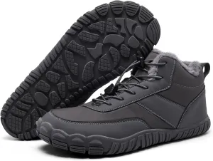 Mens Wide Toe Box Barefoot Winter Warm Shoes for Cold Weather Comfy Snow Boots