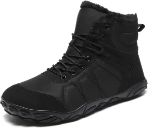 Mens Womens Snow Boots Winter Barefoot Shoes Warm Fur Lined Short Ankle Booties Outdoor Anti-Slip Wide Toe Box Walking Winter Shoes