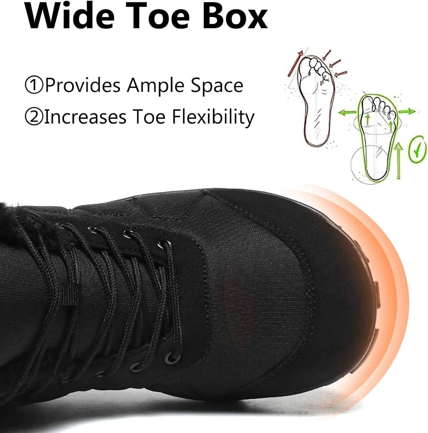 Mens Womens Snow Boots Winter Barefoot Shoes Warm Fur Lined Short Ankle Booties Outdoor Anti-Slip Wide Toe Box Walking Winter Shoes