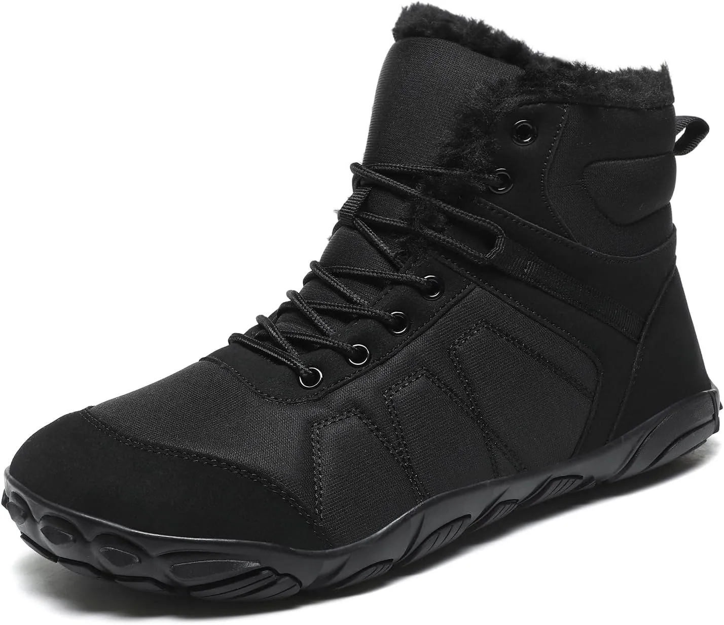 Mens Womens Snow Boots Winter Barefoot Shoes Warm Fur Lined Short Ankle Booties Outdoor Anti-Slip Wide Toe Box Walking Winter Shoes