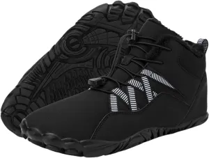 Men's Women's Winter Barefoot Hiking Boots, Slip On Warm Zero Drop Snow Boot, Wide Toe Box Ankle boots, Minimalist Waterproof Shoes, Five Finger Sneakers Hike Shoes for Hiking Walking Outdoor Unisex