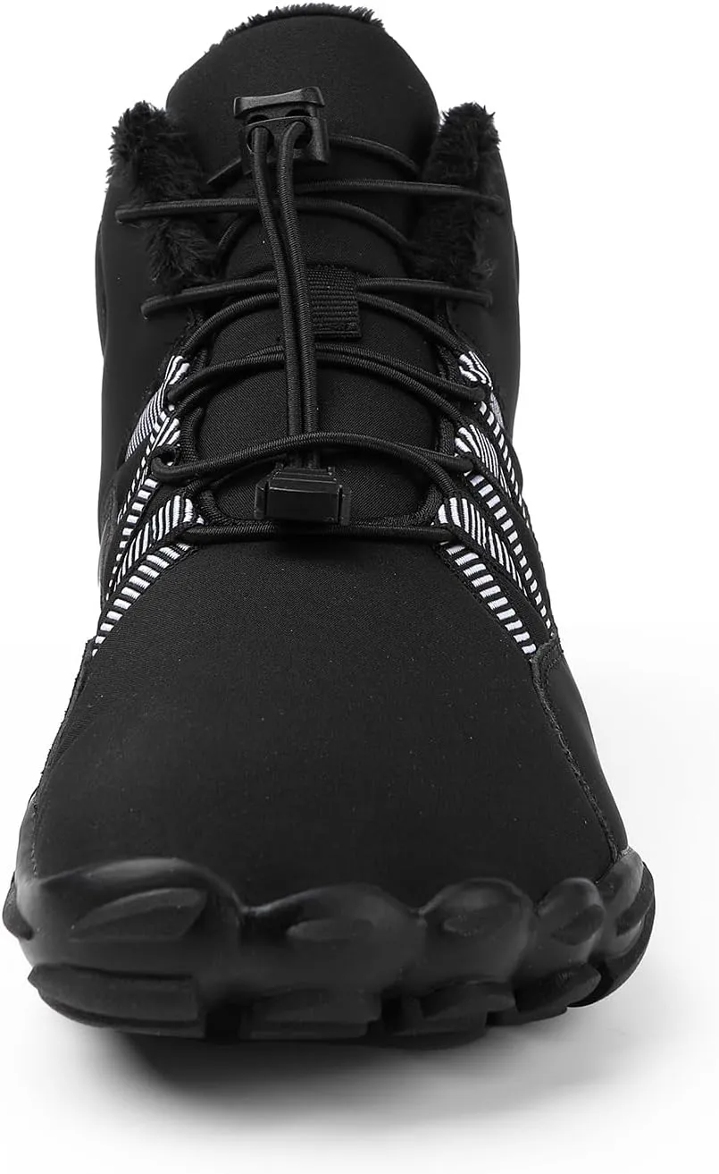 Men's Women's Winter Barefoot Hiking Boots, Slip On Warm Zero Drop Snow Boot, Wide Toe Box Ankle boots, Minimalist Waterproof Shoes, Five Finger Sneakers Hike Shoes for Hiking Walking Outdoor Unisex