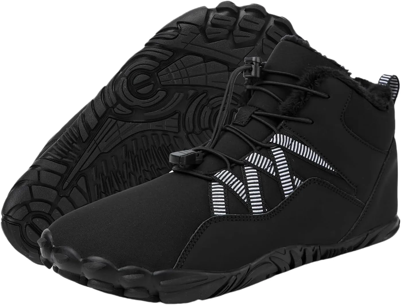 Men's Women's Winter Barefoot Hiking Boots, Slip On Warm Zero Drop Snow Boot, Wide Toe Box Ankle boots, Minimalist Waterproof Shoes, Five Finger Sneakers Hike Shoes for Hiking Walking Outdoor Unisex